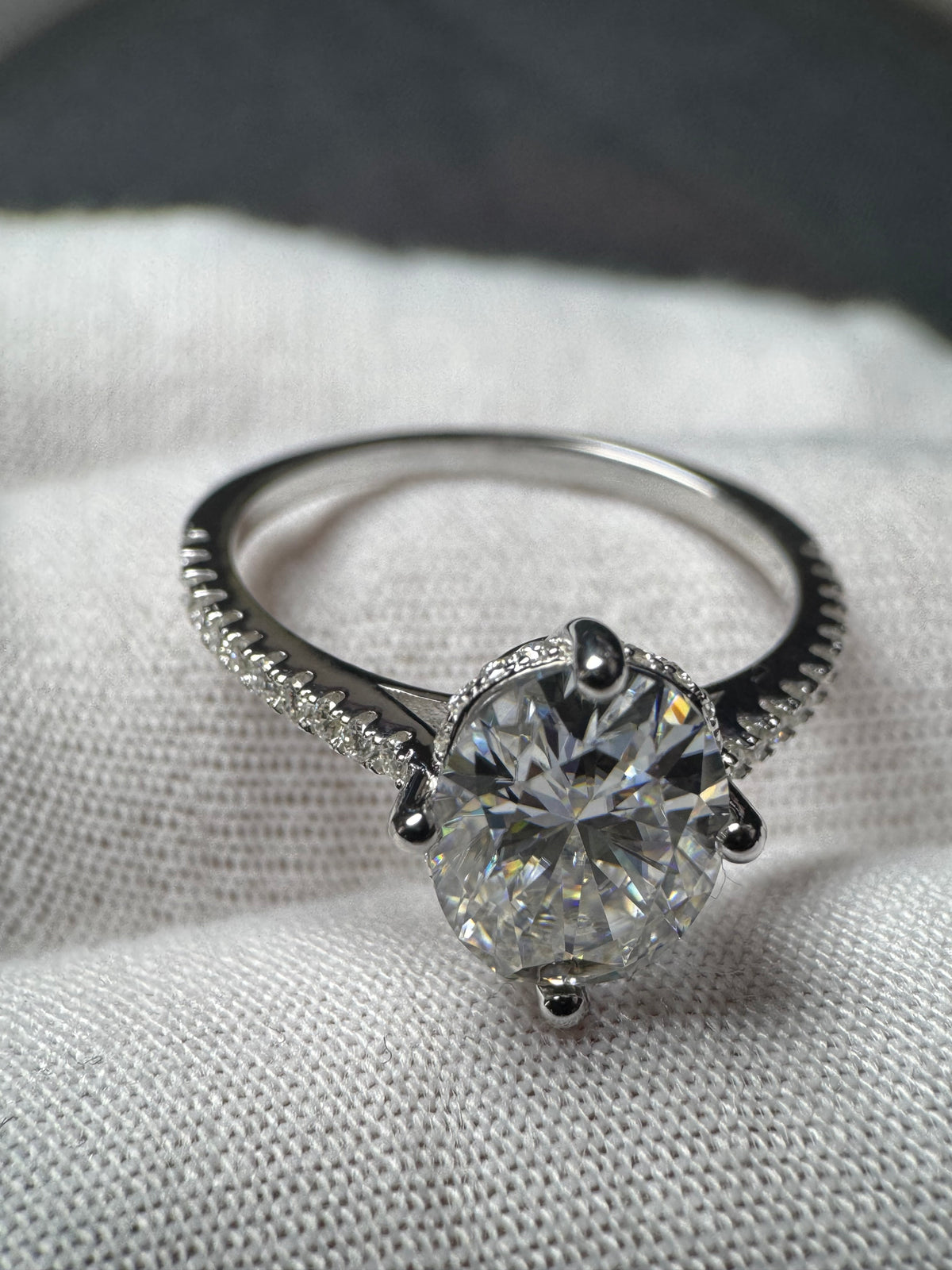Moissanite Silver Ring 8mm x 10MM