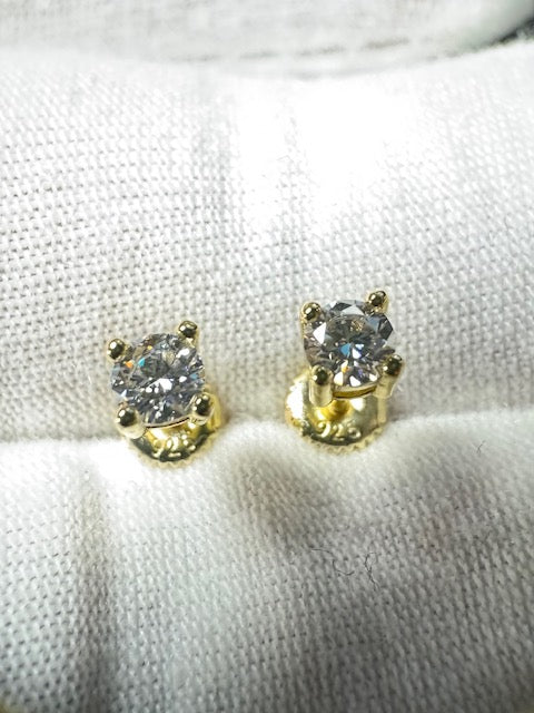 Moissanite Silver Gold Plate 4mm