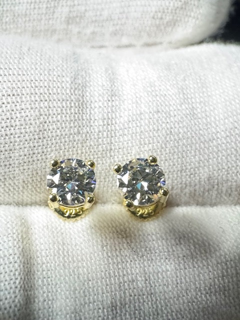 Moissanite Silver Gold Plate 5MM