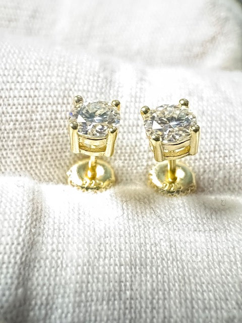 Moissanite Silver Gold Plate 5MM