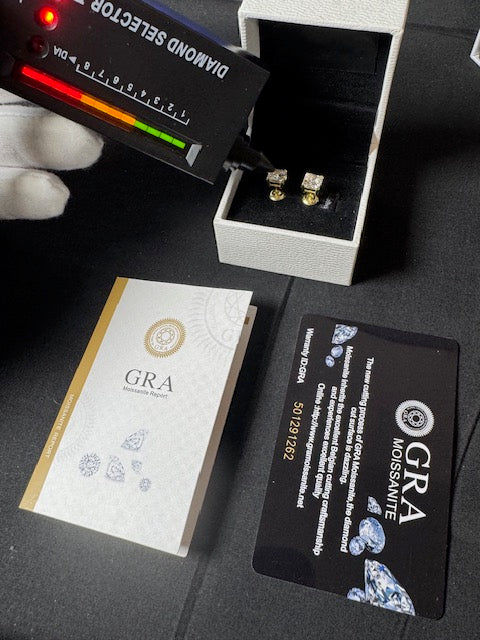 Moissanite Silver Gold Plate 6x6mm